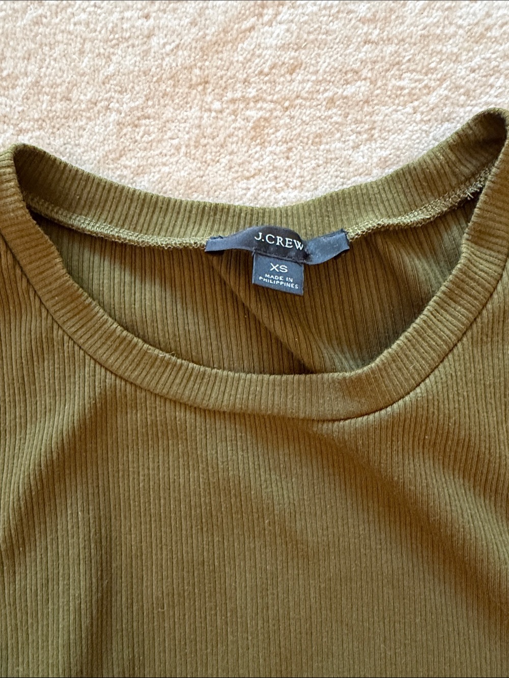 J. Crew Olive Ruffle-Sleeve Ribbed Tank - Picture 2 of 4